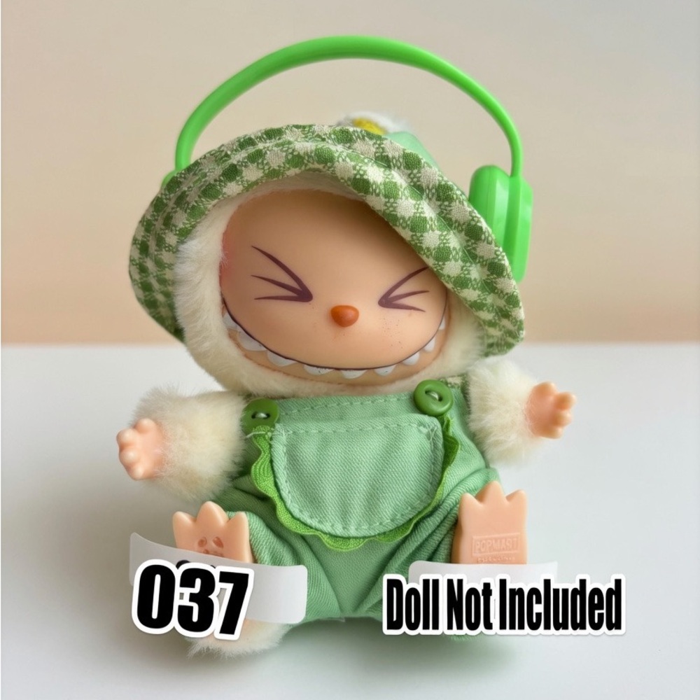 037, Three Pieces Outfit Green and White with Headphones 4 Labubu Doll(No Doll)